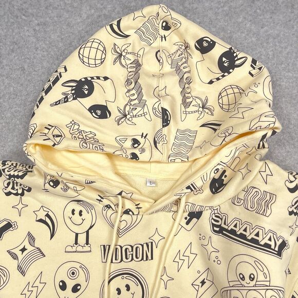 Vidcon Hoodie Mens Large Ivory Convention Fleece Sweatshirt All Over Print AOP - Picture 9 of 11